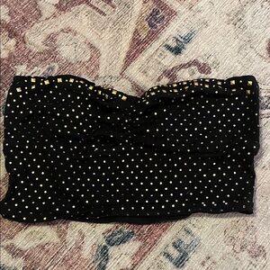 PINK Victoria's Secret Black and Gold Polka Dot Tube Top